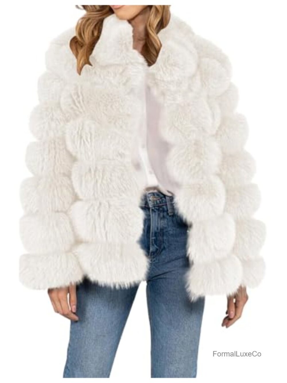 Faux Fur Zip Up Coat with Pockets Loose Fit Fall Winter Warm Jacket